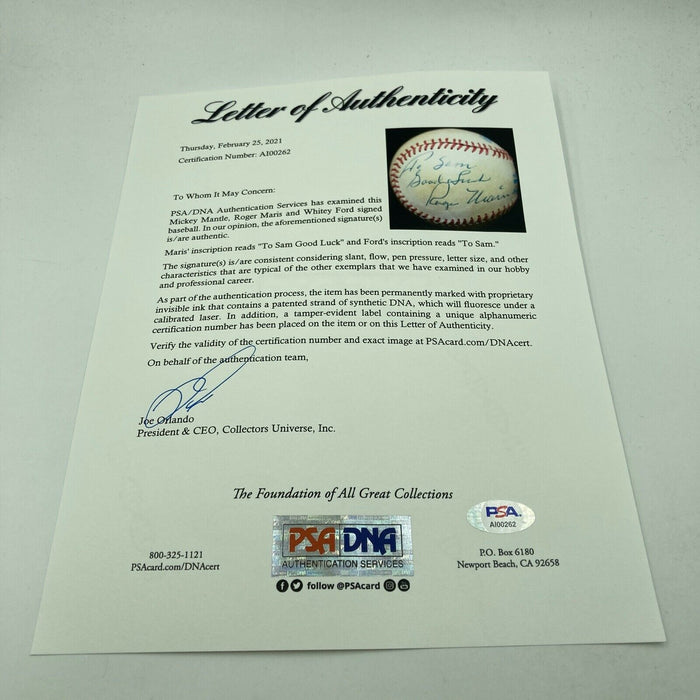 Mickey Mantle & Roger Maris Signed Baseball NY Yankees PSA/DNA