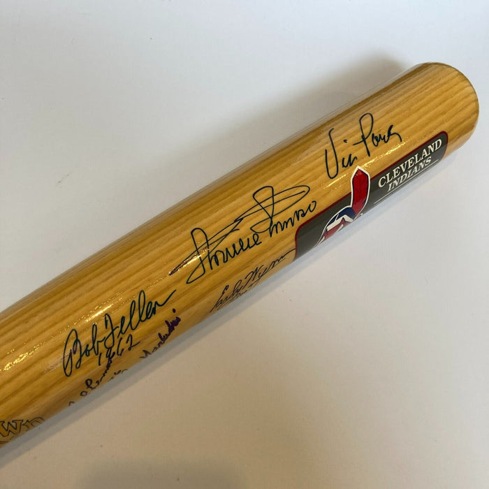 Beautiful Cleveland Indians Hall Of Fame Legends Signed Cooperstown Bat JSA COA