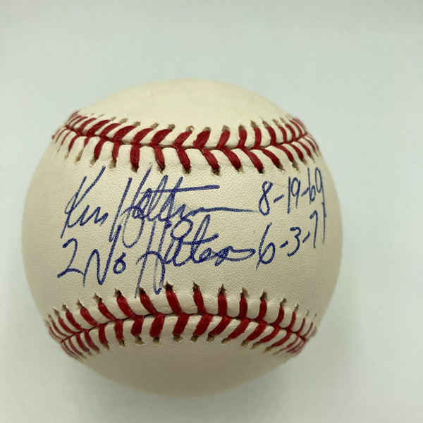 Ken Holtzman 2 No Hitters 1969 & 1971 Signed Inscribed Baseball With JSA COA