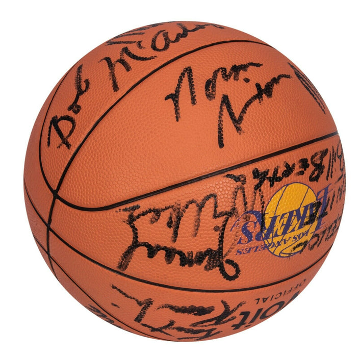 1982 Los Angeles Lakers Team Signed Basketball Magic Johnson Kareem Jabbar JSA