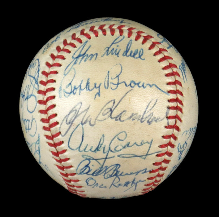 Beautiful 1920's-50's Yankees Legends HOF Signed AL Baseball 25 Sigs JSA COA