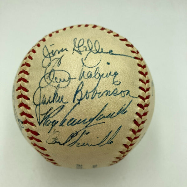 Beautiful Jackie Robinson 1954 Brooklyn Dodgers Team Signed Baseball JSA COA