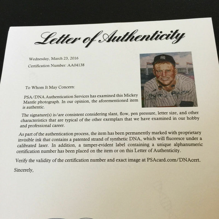 Mickey Mantle Signed autographed Donruss Diamond King Photo PSA DNA LOA