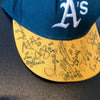 1999 Oakland A's Team Signed Game Model Baseball Hat Tim Raines Eric Chavez