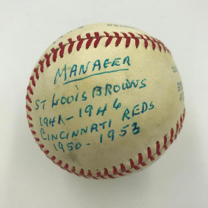 Rare Luke Sewell Signed Heavily Inscribed Career Stat Baseball With PSA DNA COA