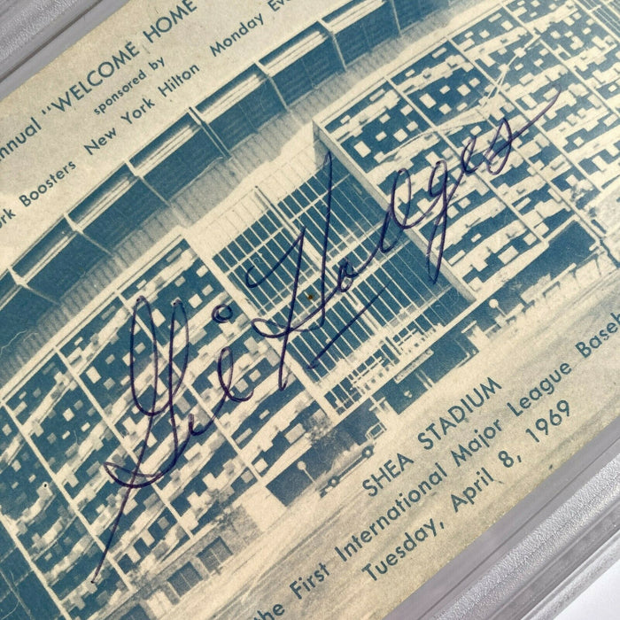Gil Hodges Signed 1969 New York Mets Shea Stadium Postcard PSA DNA RARE