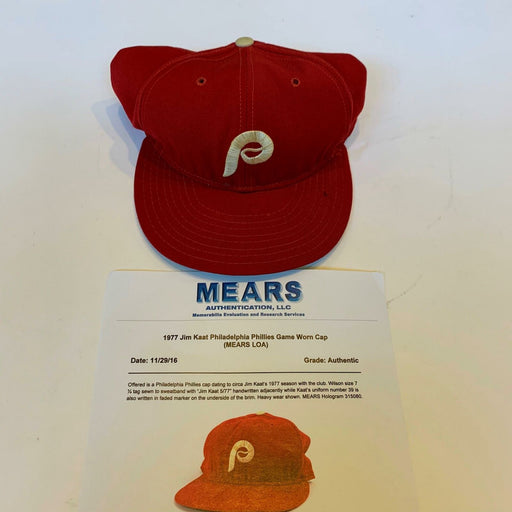 1977 Jim Kaat Game Used Philadelphia Phillies Hat Cap With Mears COA