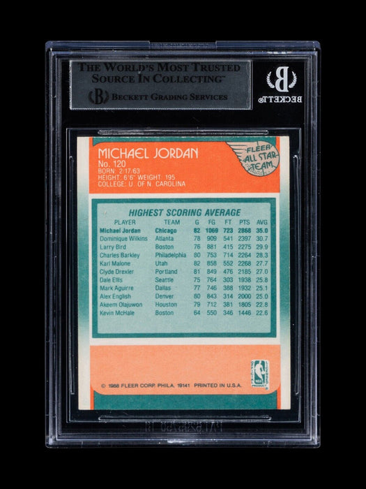 1988-89 Fleer Michael Jordan #120 Early Career Signed Basketball Card Auto BGS
