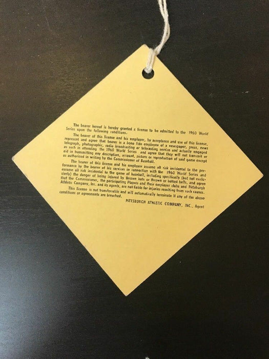 Extraordinary Bill Mazeroski Signed Original 1960 World Series Ticket Pass JSA