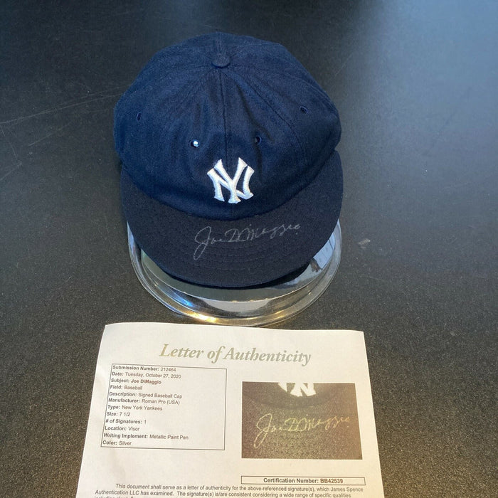 Joe Dimaggio Signed New York Yankees Vintage Game Model Baseball Hat JSA COA
