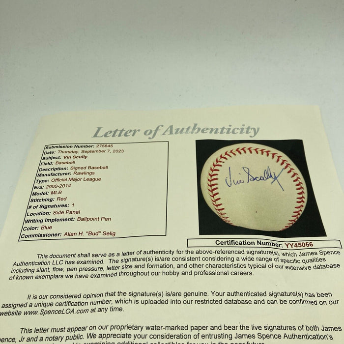 Vin Scully Signed Official Major League Baseball JSA COA