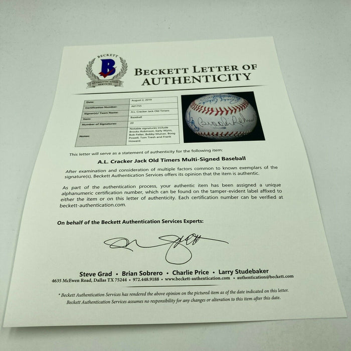 Hall Of Fame Multi Signed Cracker Jack Old Timers Game Baseball Beckett COA