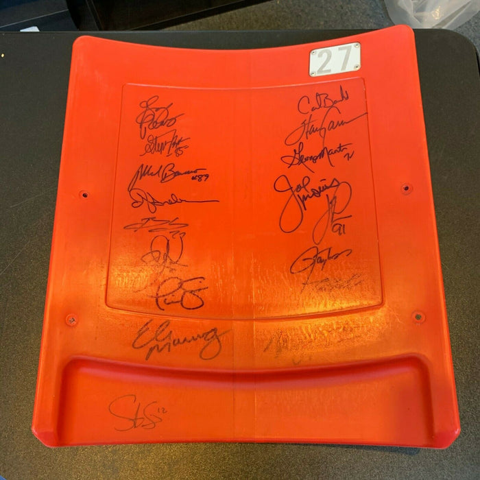 New York Giants Legends Signed Seatback Eli Manning Michael Strahan Steiner COA