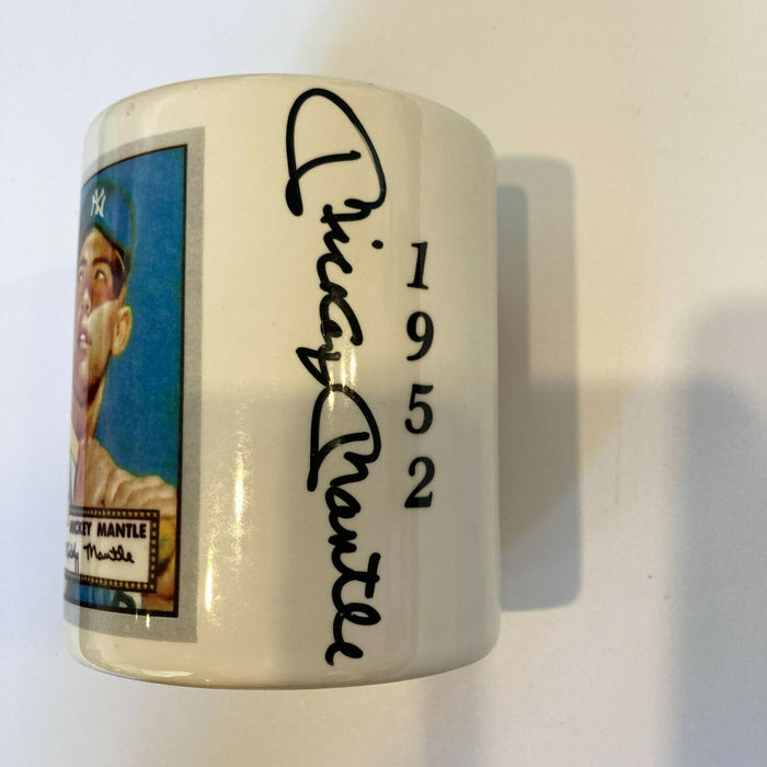 Mickey Mantle Signed 1952 Topps Baseball Card Mug With JSA COA