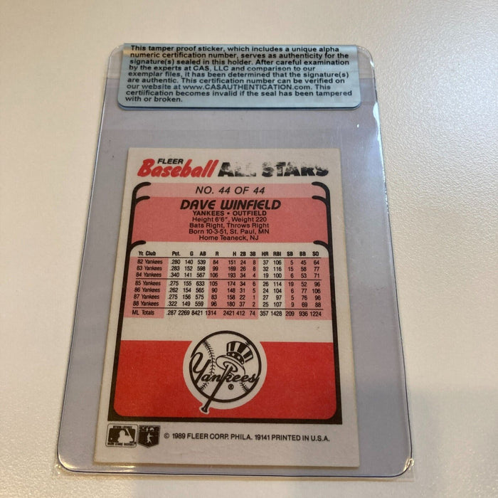 1989 Fleer Dave Winfield Signed Baseball Card CAS Certified Auto