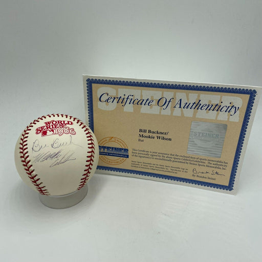 Bill Buckner & Mookie Wilson Signed 1986 World Series Baseball Steiner COA