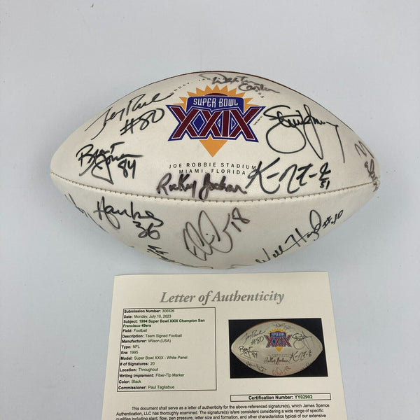 1994 San Francisco 49ers Super Bowl Champs Team Signed Football JSA COA