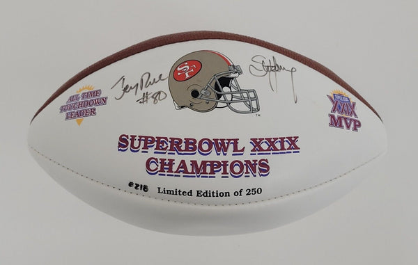 Jerry Rice & Steve Young Signed San Francisco 49ers Super Bowl XXIX Football BAS