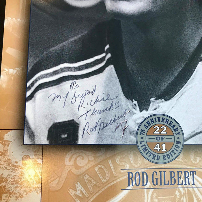 Rod Gilbert Signed 75th Anniversary New York Rangers Commemorative Photo