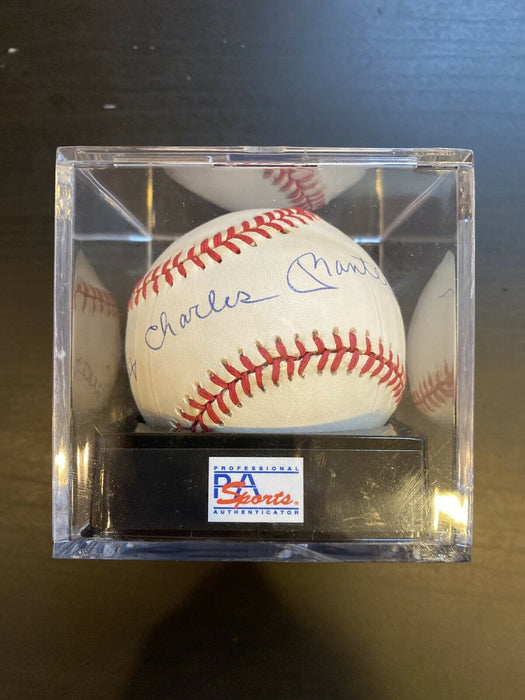 Beautiful Mickey Charles Mantle Signed Baseball PSA DNA Graded N Mint 8.5