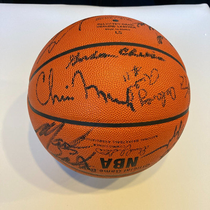1990-91 Utah Jazz Team Signed NBA Game Basketball Karl Malone Stockton JSA COA