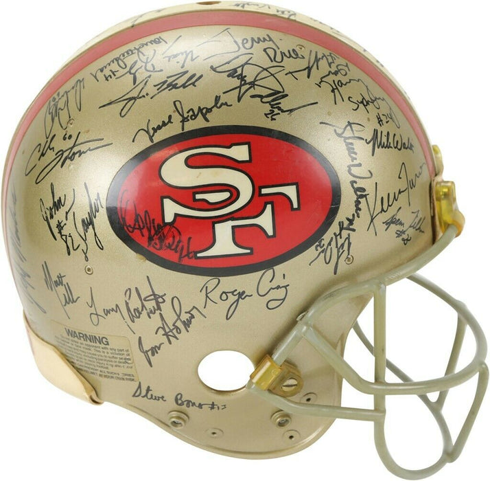 1989 San Francisco 49ers Super Bowl Champs Team Signed Game Helmet Beckett COA