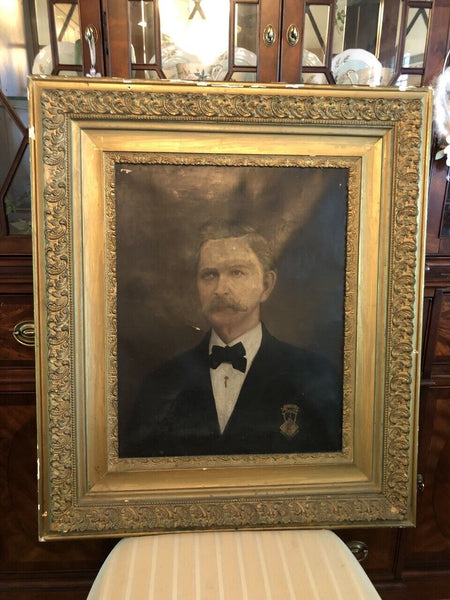 Beautiful Sam Thompson 1880's Original Oil Painting Art Baseball Hall Of Fame
