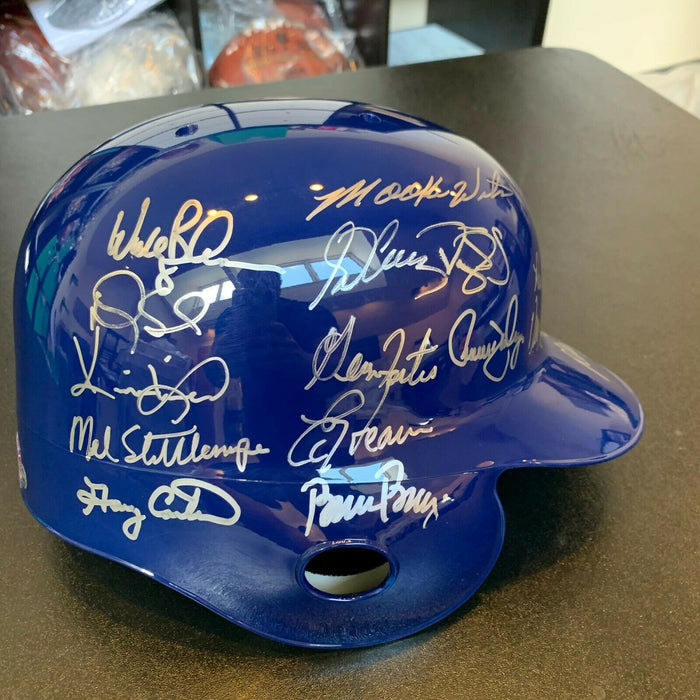 Beautiful 1986 New York Mets World Series Champs Team Signed Helmet Steiner COA