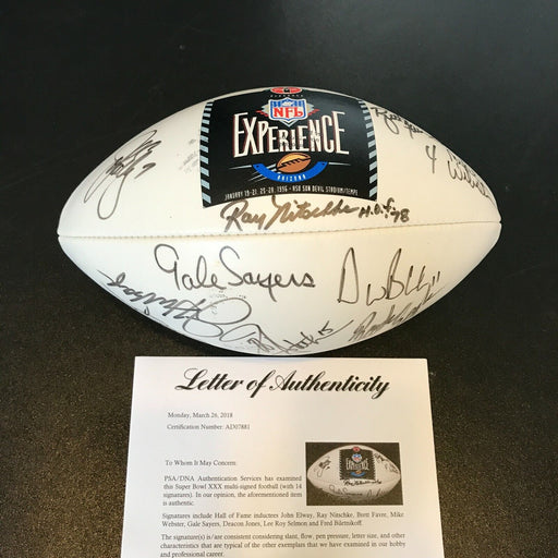 Super Bowl XXX Multi Signed Football Brett Favre John Elway Ray Nitschke PSA