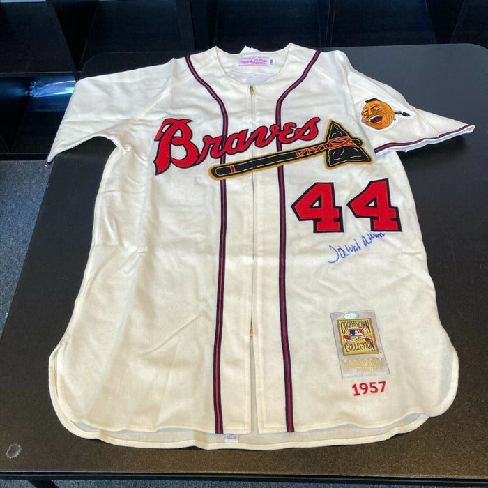 Hank Aaron Signed Authentic 1957 Milwaukee Braves Game Jersey Upper De —  Showpieces Sports