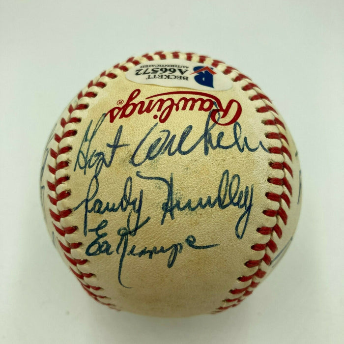 Hall Of Fame Multi Signed Cracker Jack Old Timers Game Baseball Beckett COA