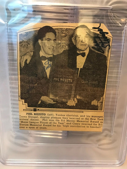 Large Casey Stengal & Phil Rizzuto Signed Newspaper Photo PSA DNA COA