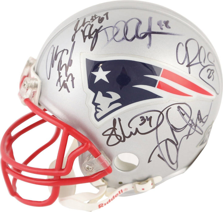 Tom Brady 2014 New England Patriots Super Bowl Champ Team Signed Mini Helmet JSA