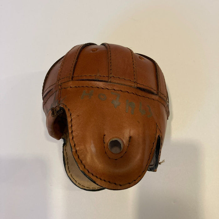 Sammy Baugh "HOF 1963" Twice Signed Vintage Leather Mini Helmet JSA COA