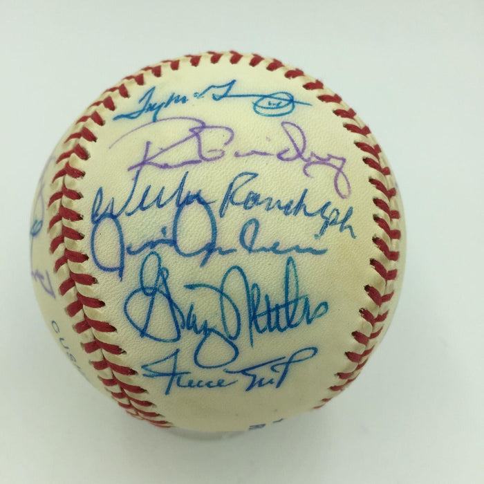Derek Jeter Willie Mays Duke Snider New York Dream Team Signed Baseball Steiner