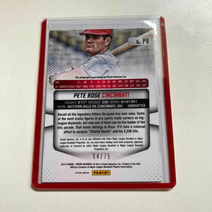 2014 Panini Prizm Pete Rose #54/75 Auto Signed Autographed Baseball Card