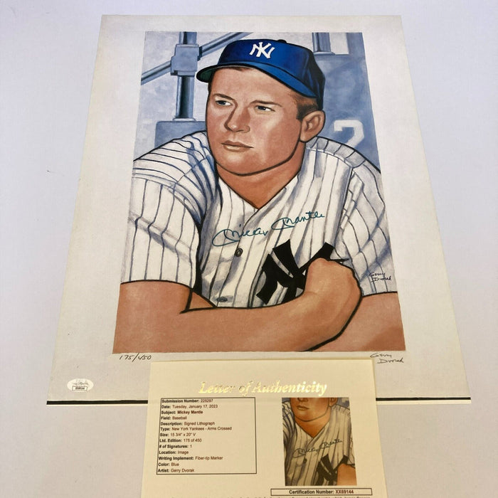 16x20 - 1951 Topps Mickey Mantle Rookie card front and Back and 1951  Bowman image