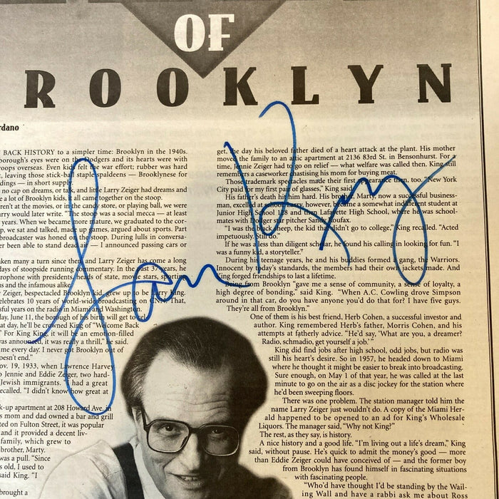Larry King Signed Autographed Newspaper With JSA COA