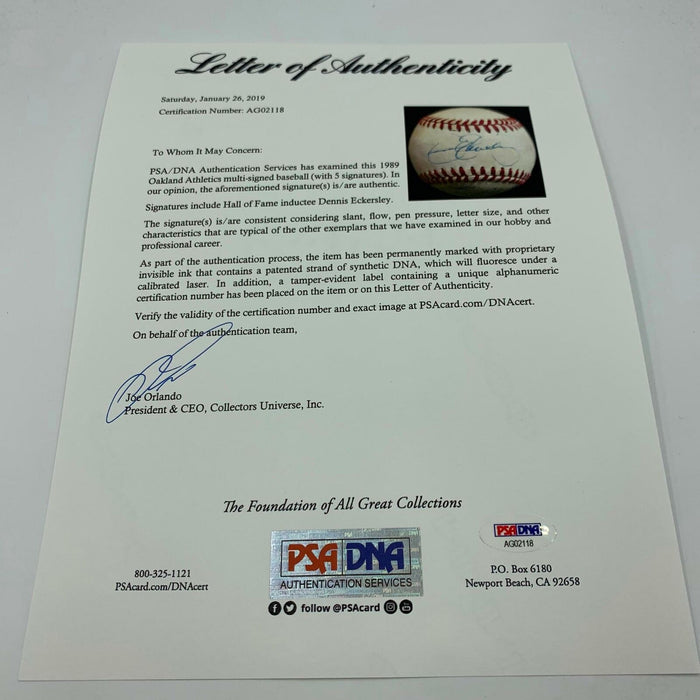 1989 Oakland A's World Series Champs Pitching Staff Signed Baseball PSA DNA COA