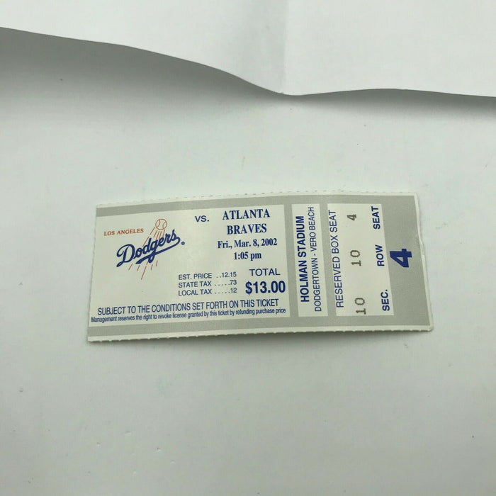 2002 Los Angeles Dodgers Team Signed Baseball W/Ticket Adrian Beltre Shawn Green