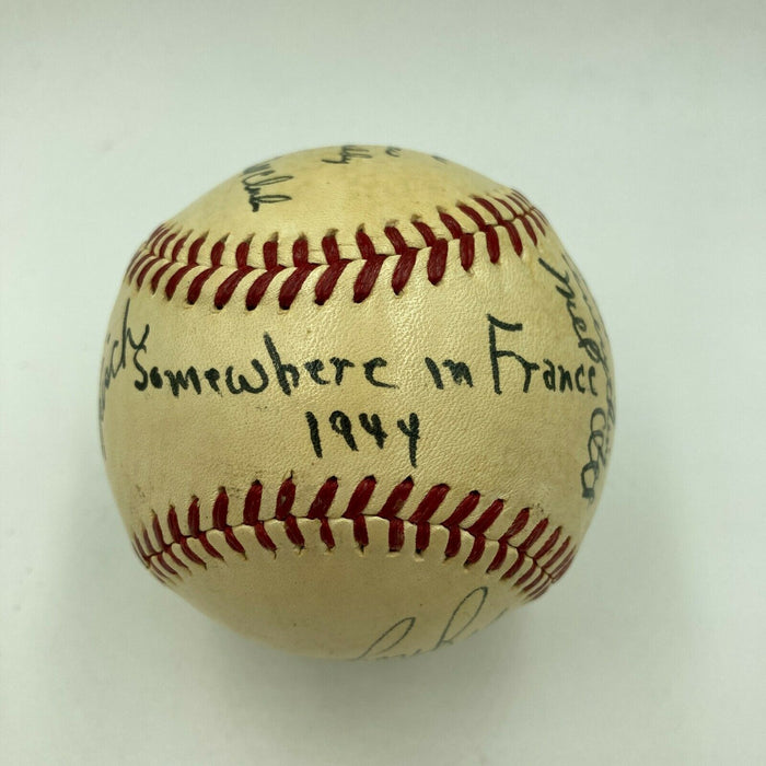 Historic Mel Ott & Frankie Frisch Signed 1944 World War Two Baseball PSA DNA WW2