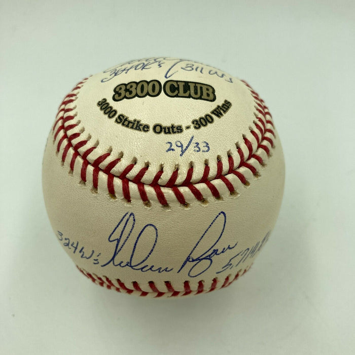 Beautiful Nolan Ryan Tom Seaver 300 Wins 3000 Strikeout Club Signed Baseball JSA