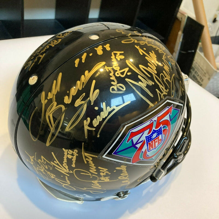 Hall Of Fame NFL 75th Anniversary Multi-Signed Full Size Football Helmet JSA COA