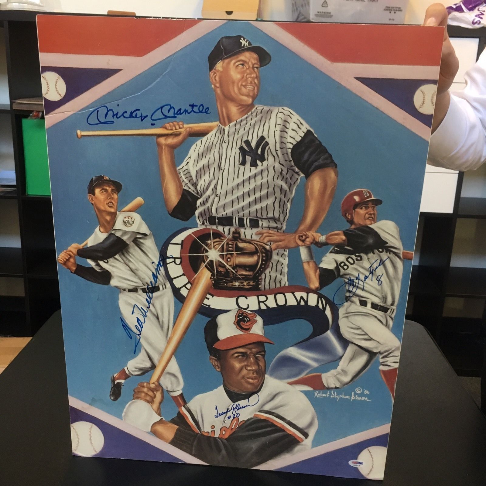 Mickey Mantle Ted Williams Carl Yastrzemski Triple Crown Signed 18x24 —  Showpieces Sports