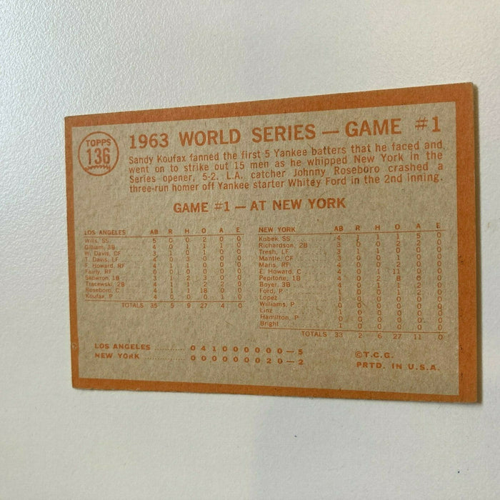 Sandy Koufax Strikes Out 15 ~ 1964 Topps #136 Los Angeles Dodgers World Series