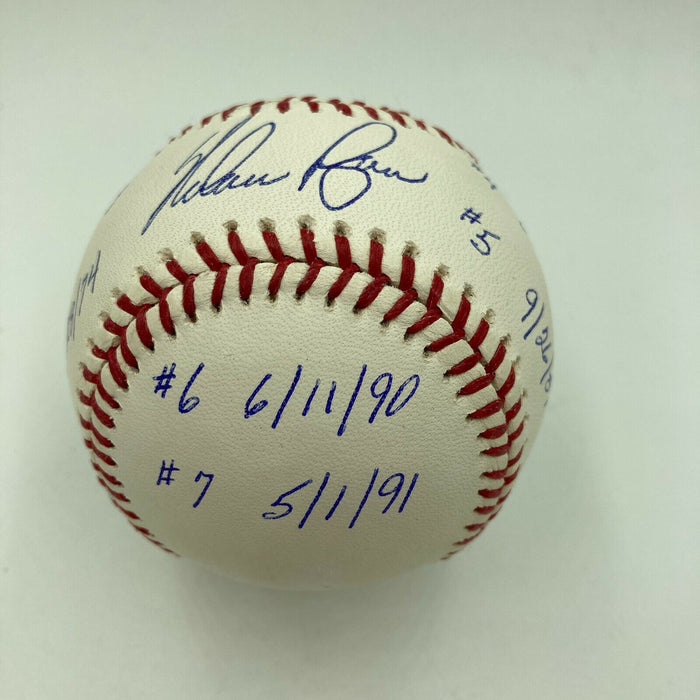 Stunning Nolan Ryan 7 No Hitters Signed Inscribed Baseball PSA DNA 10 GEM MINT