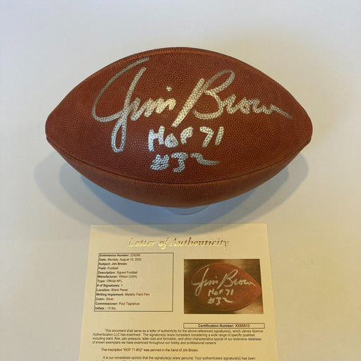 Jim Brown Hall Of Fame 1971 #32 Signed Wilson NFL Game Football JSA COA