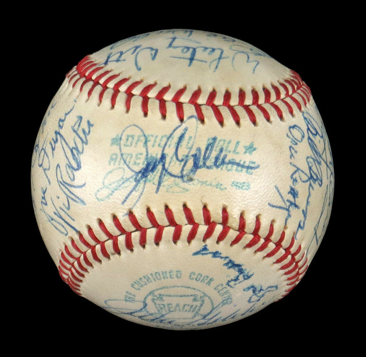 Beautiful 1920's-50's Yankees Legends HOF Signed AL Baseball 25 Sigs JSA COA