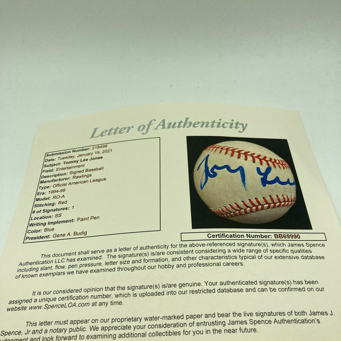 Tommy Lee Jones Signed Autographed Baseball With JSA COA Movie Star