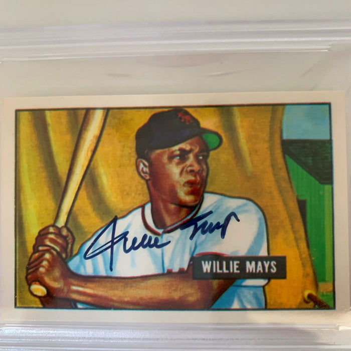 1951 Bowman Willie Mays Signed Autographed RP Rookie Card RC PSA DNA COA